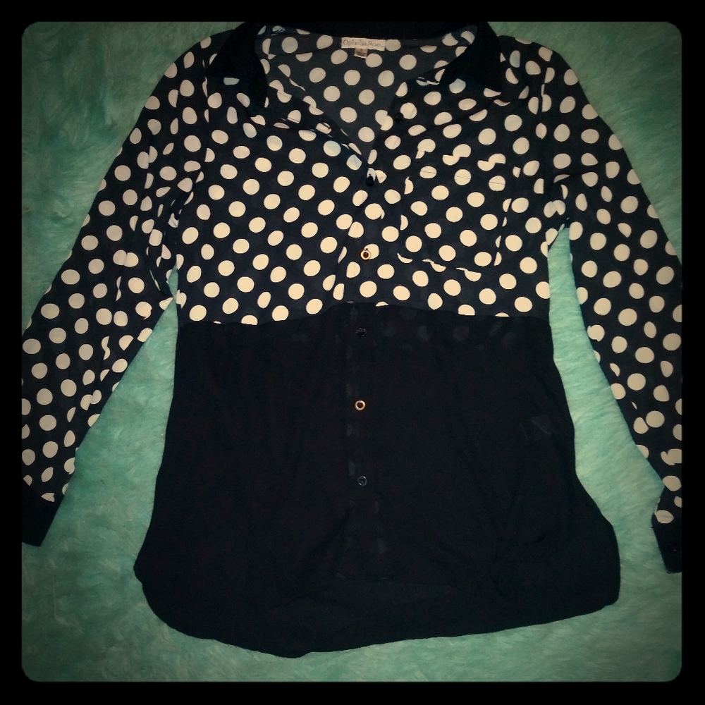 Ophelia Rose long sleeve polka dot blouse size S